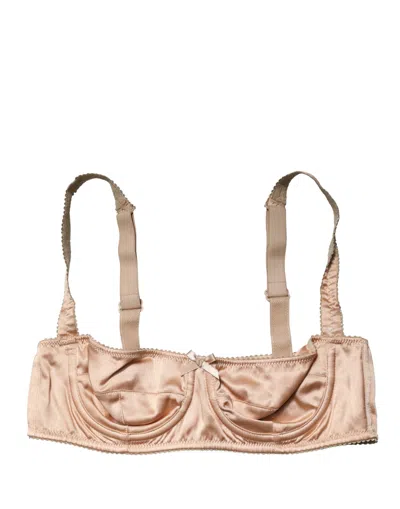 Dolce & Gabbana Beige Semi-pad Underwire Balconette Bra Underwear In Pink