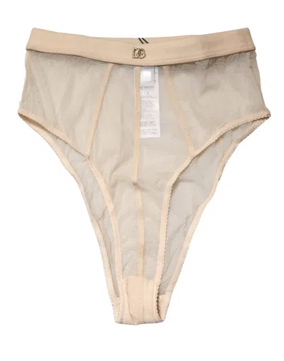 Dolce & Gabbana Beige Silk Blend High Waist Brief Panty Underwear Elastane Clothing In Neutral