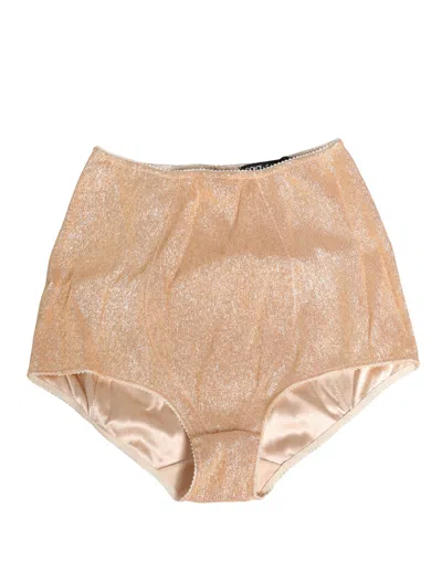 Dolce & Gabbana Beige Silk Blend High Waist Girdle Panty Underwear In Brown