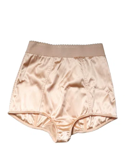 Dolce & Gabbana Beige Silk Blend High Waist Girdle Panty Underwear In Pink