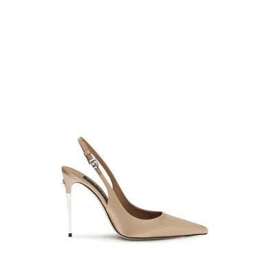 Dolce & Gabbana Beige Silk High Heel Women's Pumps In Brown