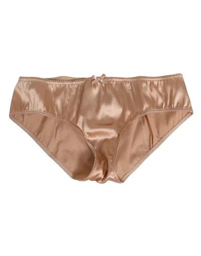Dolce & Gabbana Beige Silk Satin Floral Lace Panty Brief Underwear In Neutral