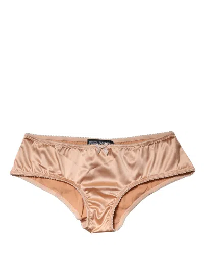 Dolce & Gabbana Beige Silk Stretch Mid Waist Brief Panty Underwear In Pink