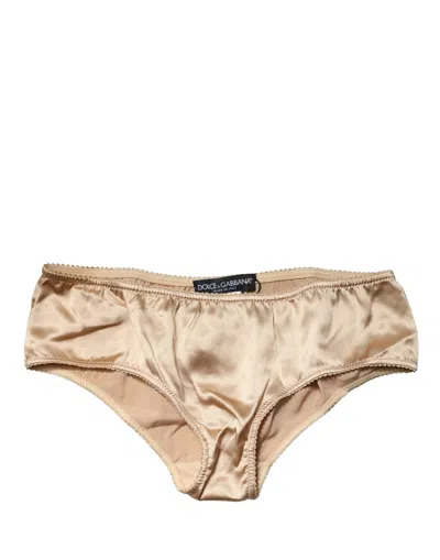 Dolce & Gabbana Beige Silk Stretch Mid Waist Brief Panty Underwear In Pink