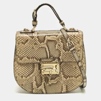 Pre-owned Dolce & Gabbana Beige Snakeskin Leather Shoulder Bags In Sand