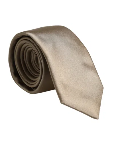 Dolce & Gabbana Beige Solid Silk Adjustable Neckmen's Men's Tie