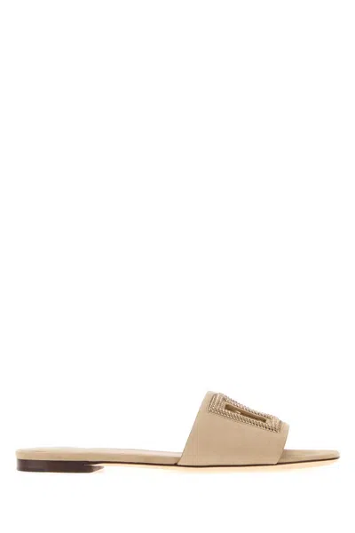 Dolce & Gabbana Beige Suede Slippers