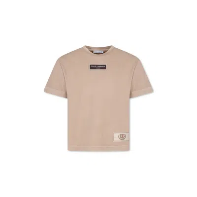 Dolce & Gabbana Kids' Beige T-shirt For Boy With Logo