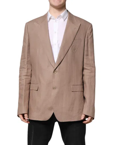 Dolce & Gabbana Beige Taormina Single Breasted Coat Blazer