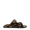 Dolce & Gabbana Beige Velvet Slippers In Animal Print