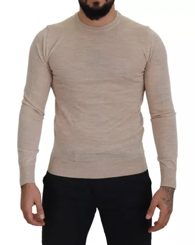 Pre-owned Dolce & Gabbana Beige Virgin Wool Crew Neck Pullover Men's Sweater ()