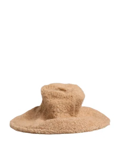 Dolce & Gabbana Beige Virgin Wool Fur Women Knitted Capello Hat In Brown