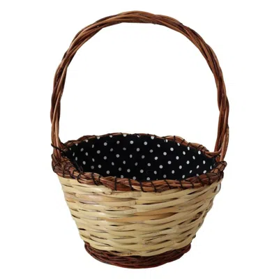 Dolce & Gabbana Beige Wood Wicker Rattan Basket Tote Bag Python Leather In ["beige"]