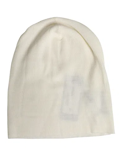 Dolce & Gabbana Hat9783 Wool-blend Knitted Beanie In White