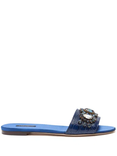 Dolce & Gabbana Crystal-embellished Sandals In Blue