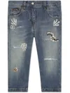 Dolce & Gabbana Bejewelled Slim-cut Jeans In Blue