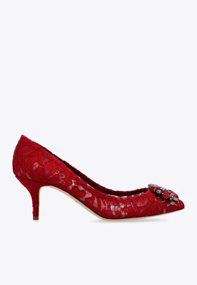 DOLCE & GABBANA BELLUCCI 60 BROOCH EMBELLISHED LACE PUMPS