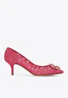 Dolce & Gabbana Woman Pumps Fuchsia Size 5.5 Viscose, Cotton, Silk, Polyamide In Pink