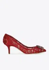 Dolce & Gabbana Bellucci 60 Brooch Lace Pumps In Red