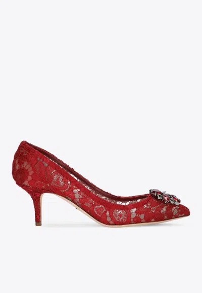 DOLCE & GABBANA BELLUCCI 60 BROOCH LACE PUMPS