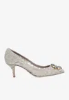 Dolce & Gabbana Bellucci 60 Crystal-embellished Pumps In Taormina Lace In White