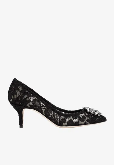 DOLCE & GABBANA BELLUCCI 60 CRYSTAL EMBELLISHED LACE PUMPS