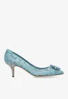 Dolce & Gabbana Court Shoe In Taormina Lace With Crystals In Light Blue