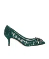 Dolce & Gabbana Crystal-embellished Corded Lace Pumps In Green