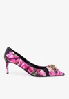 Dolce & Gabbana Bellucci 70 Crystal Embellished Floral Pumps In Pink