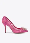 Dolce & Gabbana Belucci Embellished Lace Pumps In Fuchsia