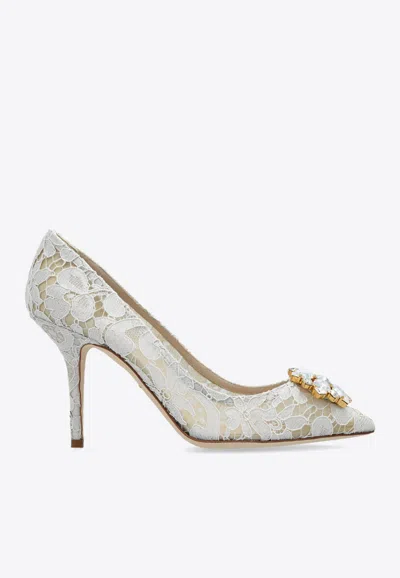 Dolce & Gabbana Bellucci 90 Taormina Lace Pumps In White