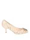 Dolce & Gabbana Lurex Lace Rainbow Pumps With Brooch Detailing In Color Carne Y Neutral