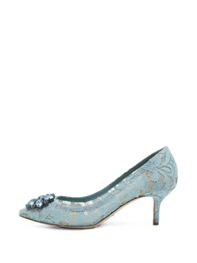Pre-owned Dolce & Gabbana Bellucci Crystal-embellished Pumps In Blue