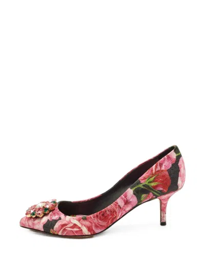 Pre-owned Dolce & Gabbana Bellucci Crystal-embellished Pumps In Pink