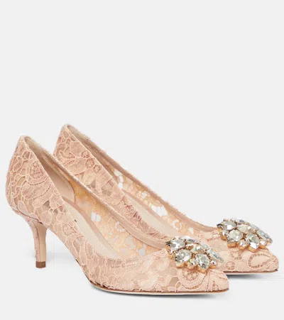 Dolce & Gabbana Lace Rainbow Pumps With Brooch Detailing Shoes In Multi