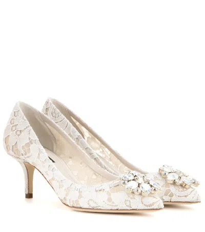 Dolce & Gabbana Bellucci Embellished Lace Pumps In White