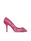 Dolce & Gabbana Pink Taormina Lace Devotion Pumps Shoes In Animal Print