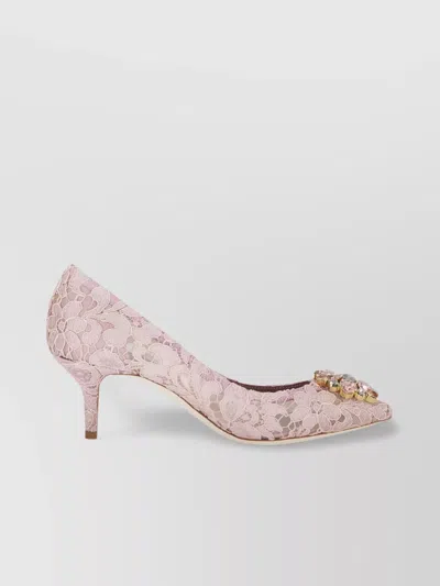 Dolce & Gabbana Bellucci Lace Floral Detail Kitten Heel Pumps