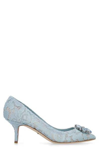 Dolce & Gabbana Bellucci Taormina Lace Pumps In Blue