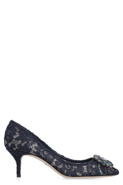 Dolce & Gabbana Bellucci Lace Pump In Blue