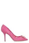 Dolce & Gabbana Woman Pumps Fuchsia Size 5.5 Viscose, Cotton, Silk, Polyamide In Animal Print