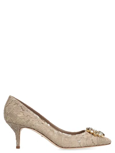 Dolce & Gabbana Bellucci Lace Pumps In Beige