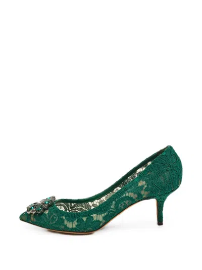 Pre-owned Dolce & Gabbana Bellucci Lace Pumps In Green