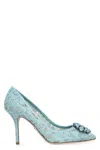 Dolce & Gabbana 90mm Rainbow Lace Brooch-detail Pumps In Light Blue