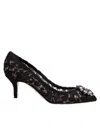 Dolce & Gabbana Scarpe Con Tacco In Pizzo Blu Notte Donna In Black