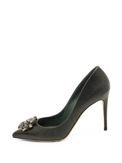 Pre-owned Dolce & Gabbana Bellucci Lizard-embossed Pumps In Green