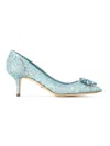 Dolce & Gabbana Court Shoe In Taormina Lace With Crystals In Light Blue