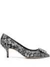 Dolce & Gabbana Bellucci 60 Lurex Lace Pumps With Brooch Detail In Silver