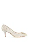 Dolce & Gabbana Bellucci Embellished Lace Pumps In Ghiaccio (grey)