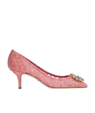 DOLCE & GABBANA DOLCE  GABBANA BELLUCCI EMBELLISHED LACE PUMPS